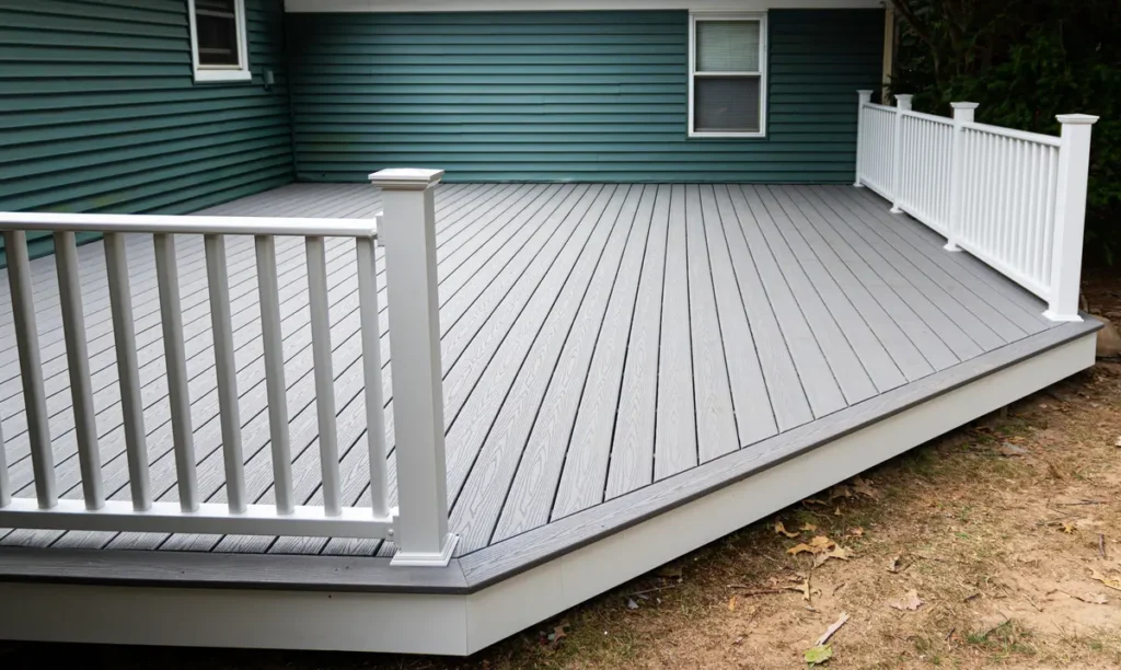 composite deck with teal house