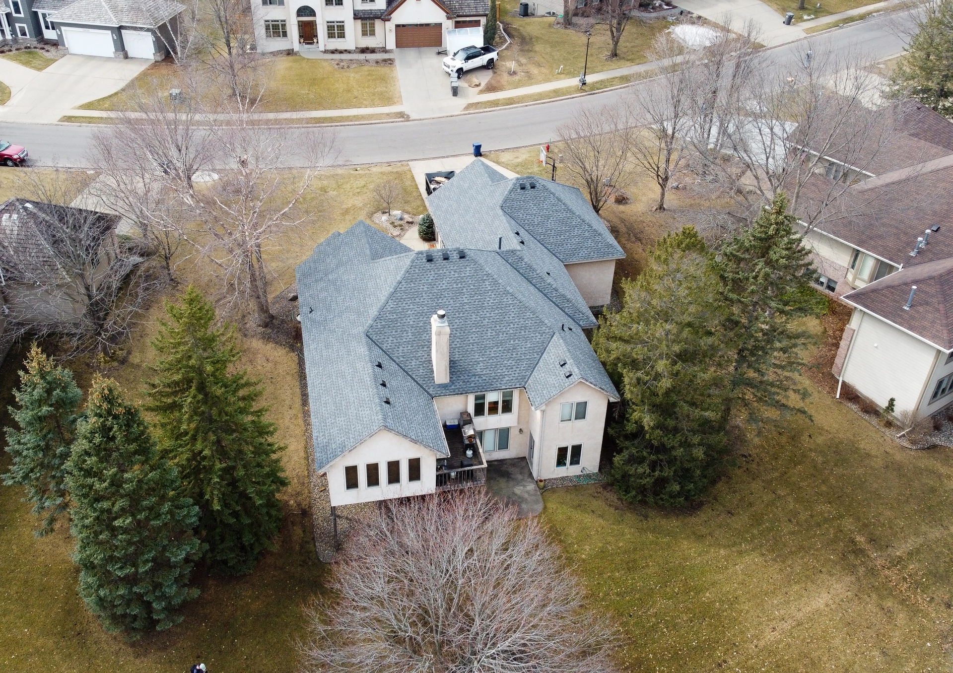 drone view on a home with asphalt shingles that have been replaced