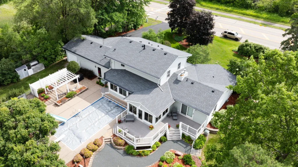 gray new roof with a building permit