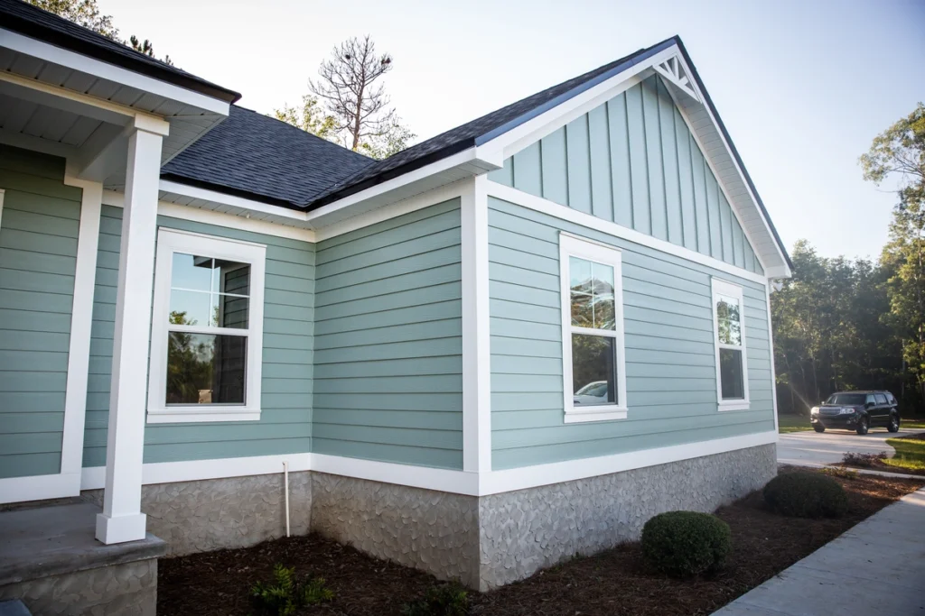 blue fiber cement siding