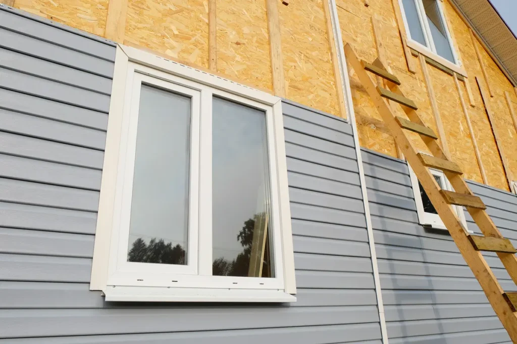 half installed siding
