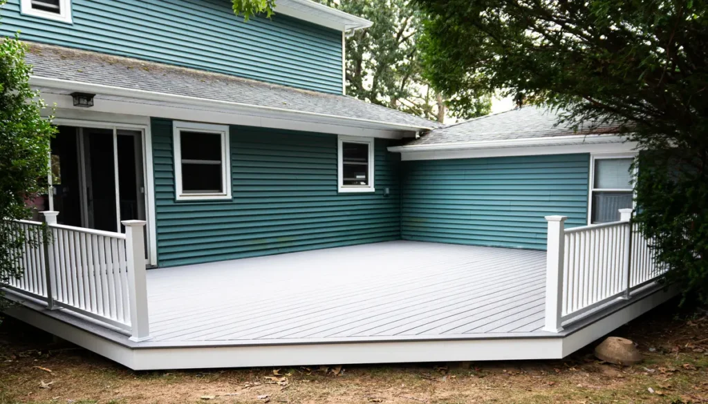 teal siding on house