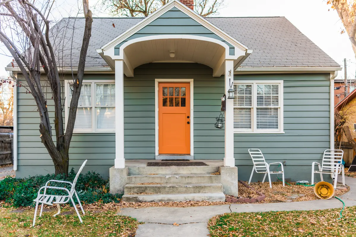 teal composite siding