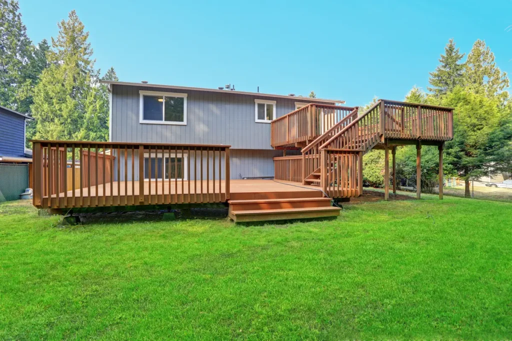 two level wood deck