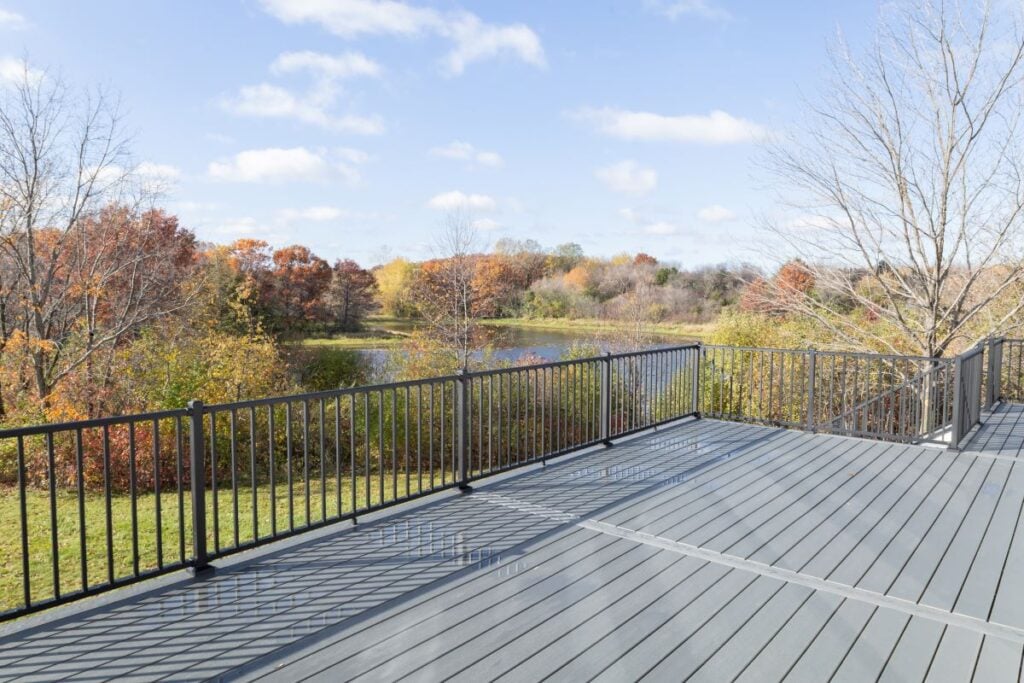 A spacious gray deck