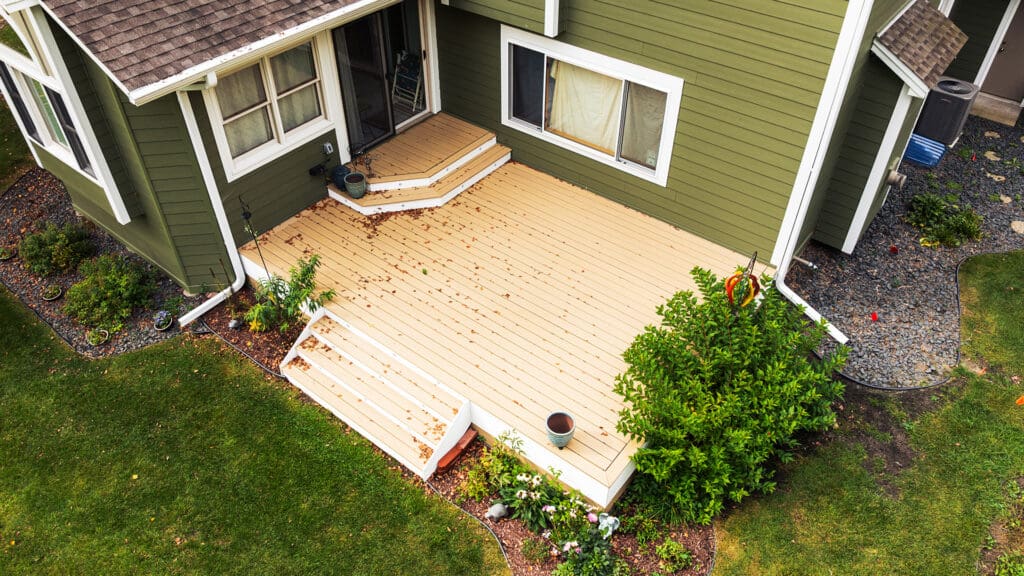 James Hardie Mountain Sage + TimberTech White Oak Deck